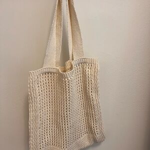 Beach Cream Knit Tote Bag